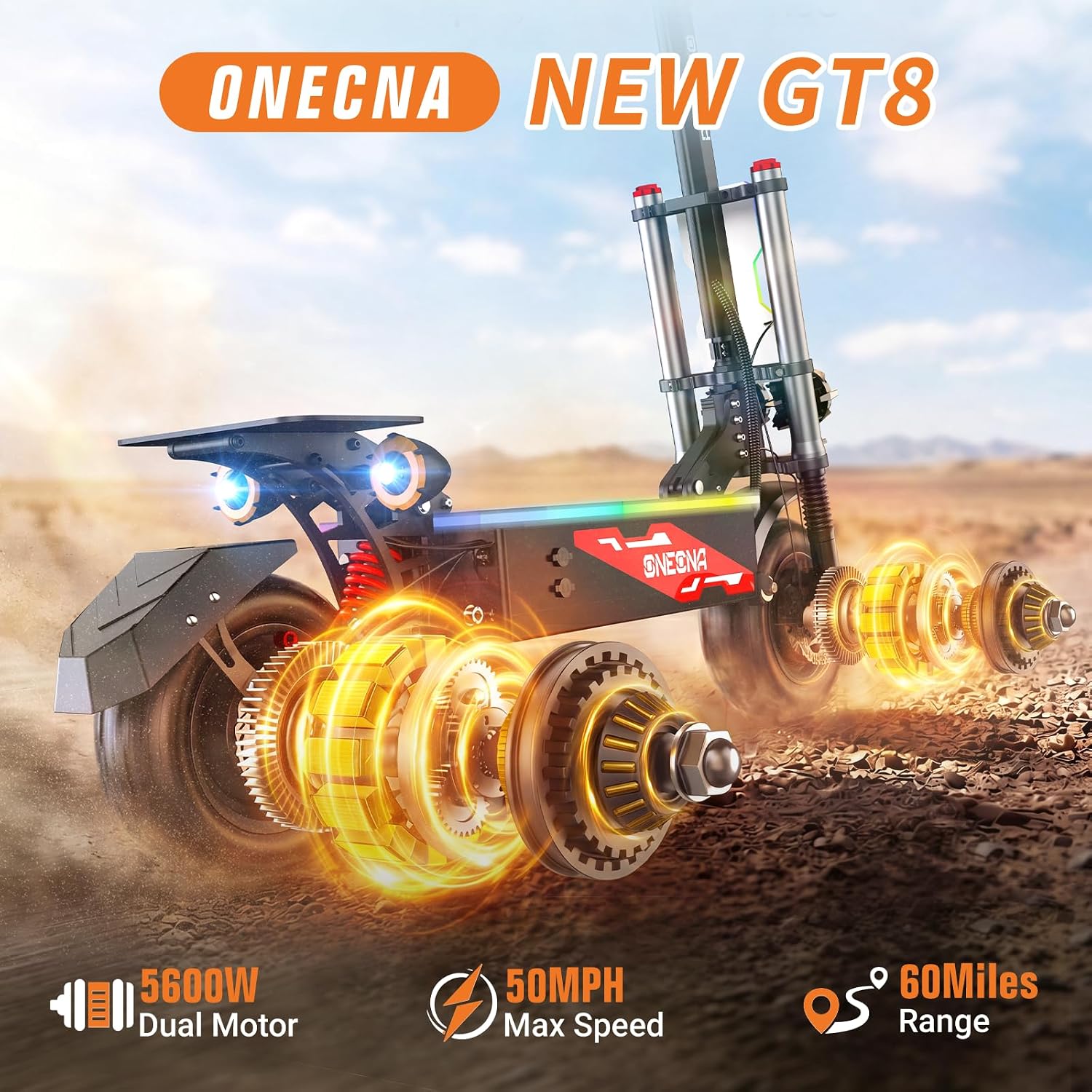 ONEONA GT8 Foldable Off Road E - 60V 5600W Dual Motor Electric Scooter review and price