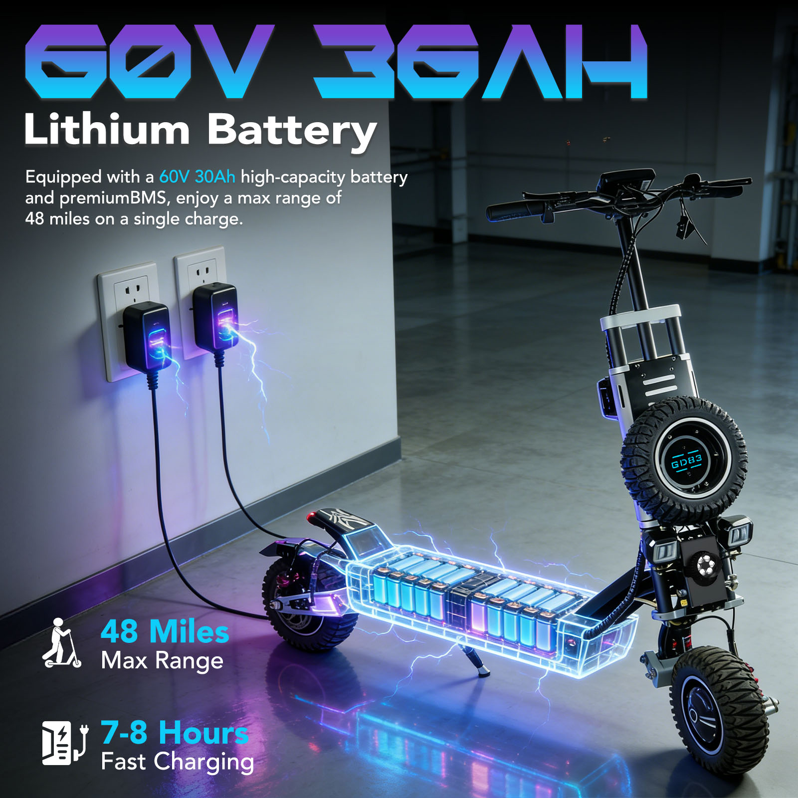 OBARTER GD83 Off-Road Electric - 60V 5600W Dual Motor Electric Scooter review and price